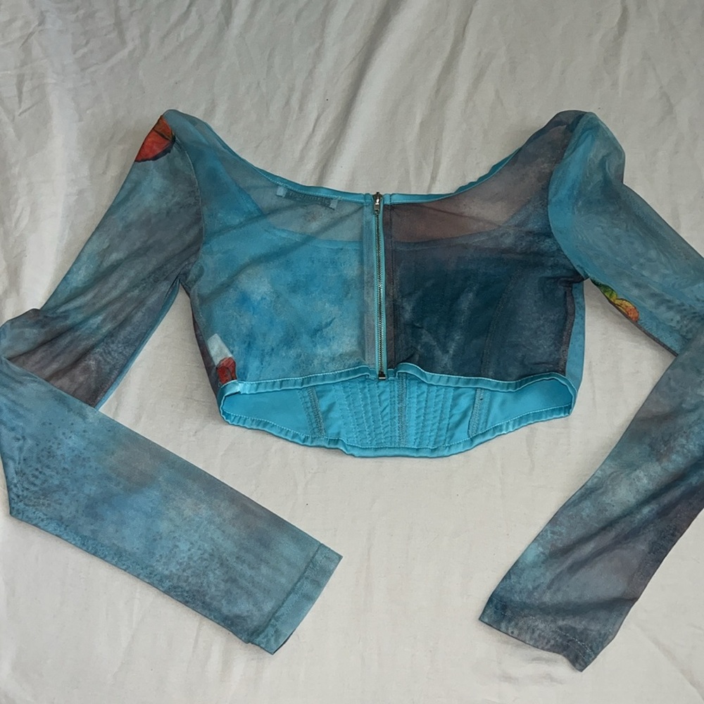 Boutique Sheer Corset Crop Top size Medium NWOT - Picture 6 of 6